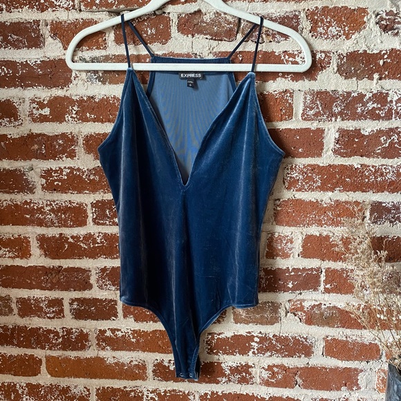 Express Tops - Express blue velvet bodysuit